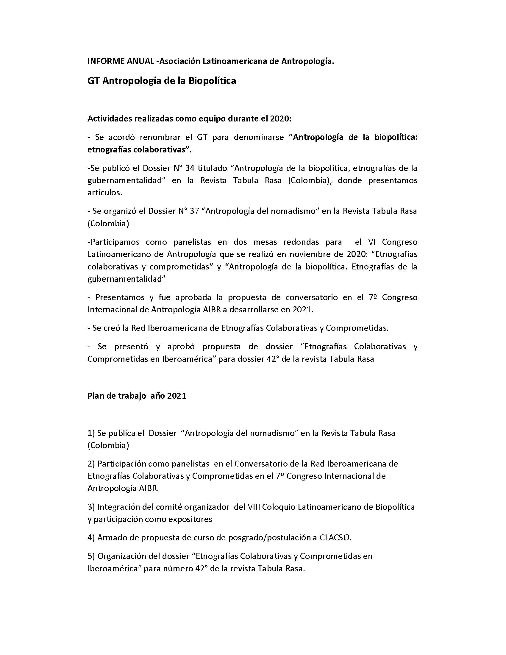 Portada Informe Antropología de la biopolítica