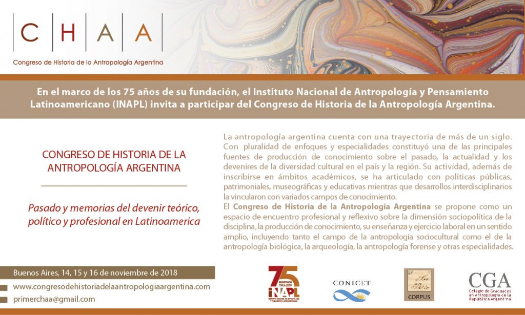 Foto 10 Congreso de Historia de la Antropologia en Argentina Flyer CHAA 1