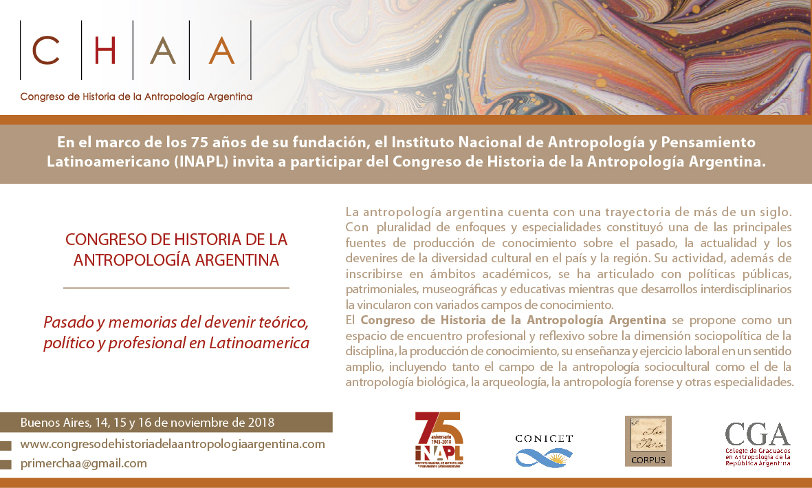 Foto 10 Congreso de Historia de la Antropologia en Argentina Flyer CHAA 1