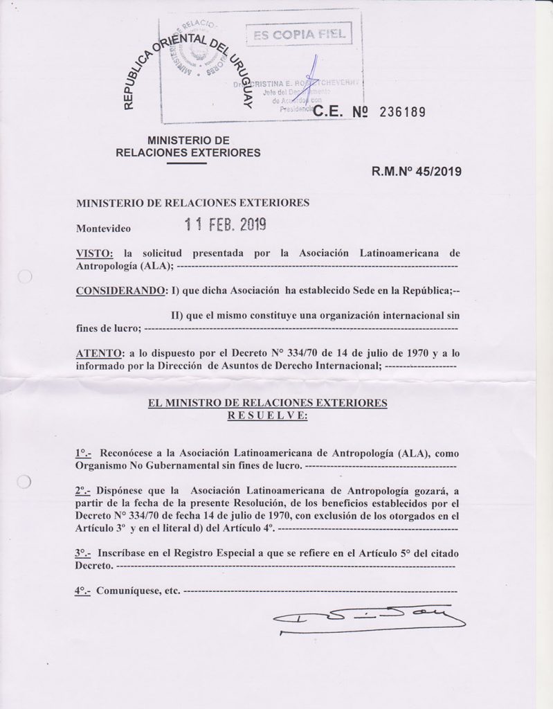 Reconocimiento personer&iacute;a ALA BR