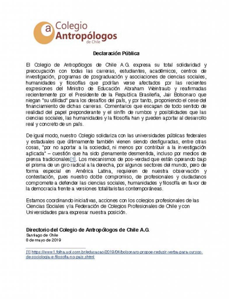 El Colegio de Antropólogos de Chile A