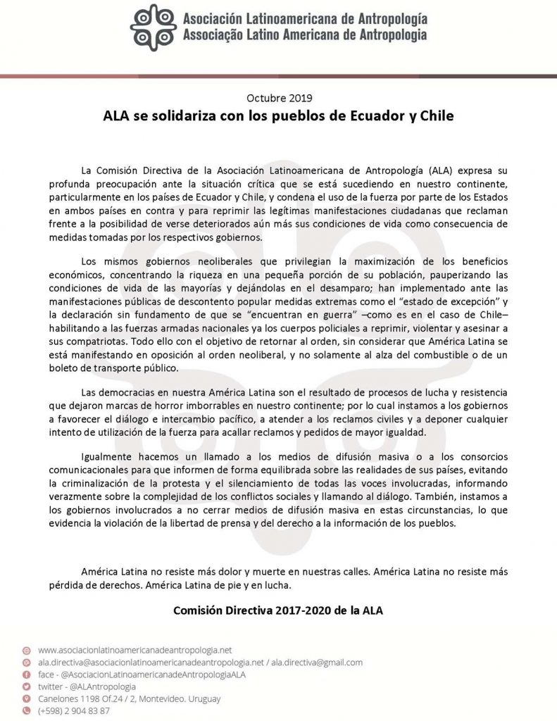 Comunicado ALA Ecuador Chile