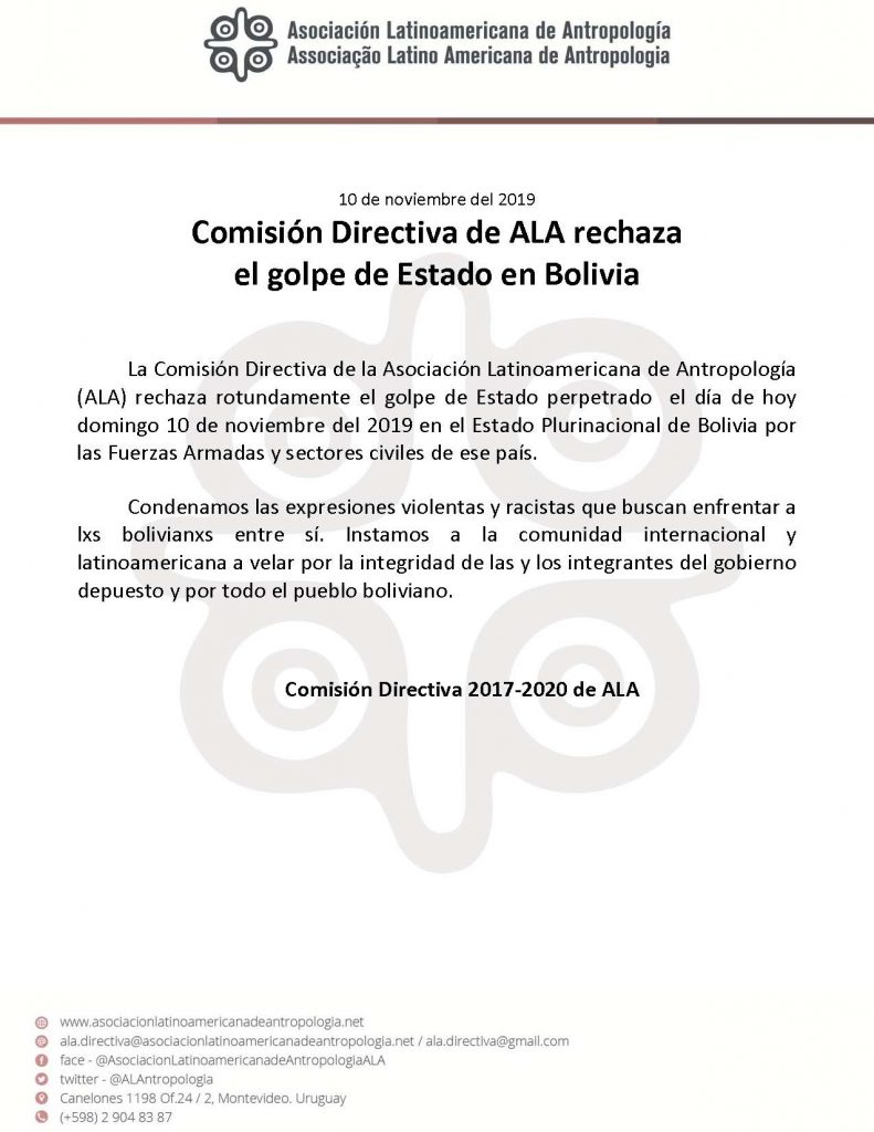 Comunicado ALA Bolivia